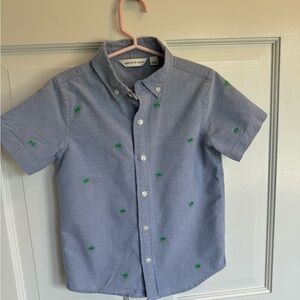 Janie and Jack short sleeved button down EUC size 5 chambray palm trees